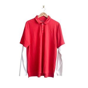 IZOD Extreme Function Golf Polo Double Sleeves Red White Men's Large